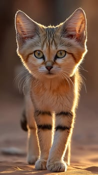 Golden Hour Portrait of a Majestic Sand Cat. photo