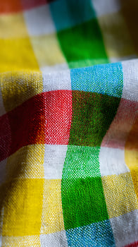 Brightly Colored Fabric Checked Pattern Close Up. photo