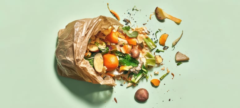 The vibrant composition of organic food waste and vegetable scraps in a bag photo