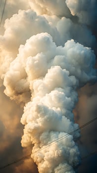 Majestic Industrial Smoke Plumes Against a Dramatic Sky. photo
