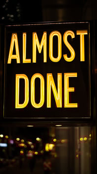 Almost Done Neon Sign in a City at Night. photo