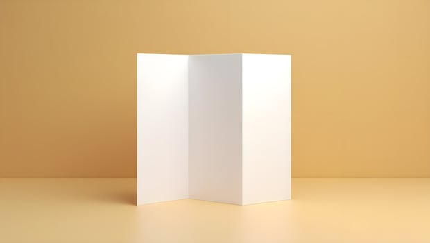 Standing Tri-Fold Brochure Mockup on Warm Beige Background photo