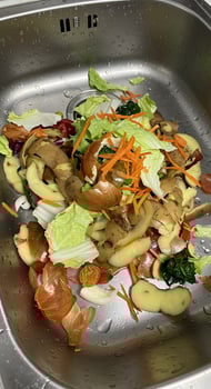 A metal pan with food in it photo