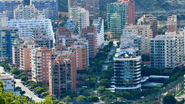 Breathtaking and Stunning Aerial View of a Modern Waterfront City with Contemporary Architecture photo