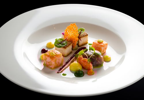 A white plate with food on it photo