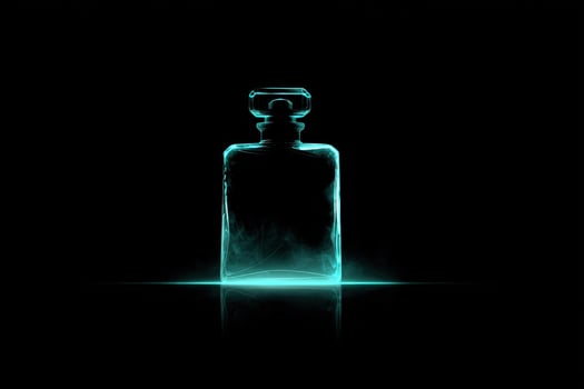 Glass bottle silhouette on dark background photo