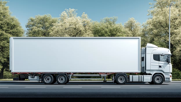 White Billboard on Cargo Truck for Advertising Mockup photo