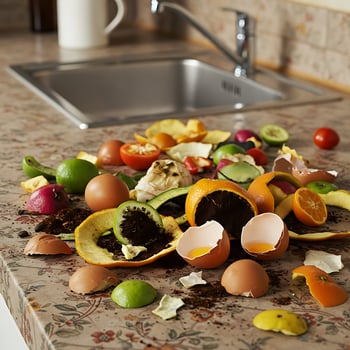 A kitchen counter with a sink photo