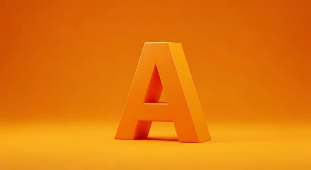 Bold Orange Letter A 3D Logo on Vibrant Orange Background photo