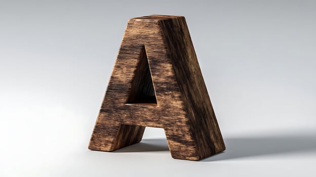 Elegant Wooden Letter A Decorative Script for Creative Design and Art photo
