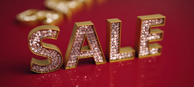 The sparkling SALE sign emphasizing discounts on luxury items and promotions. photo