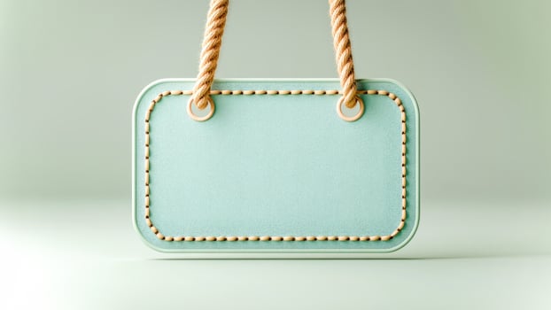 Elegant Mockup of Blank Tag With Rope On Soft Pastel Background photo
