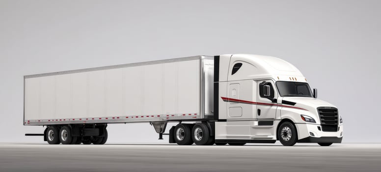 The sleek white truck ready for efficient freight delivery on the highway. photo