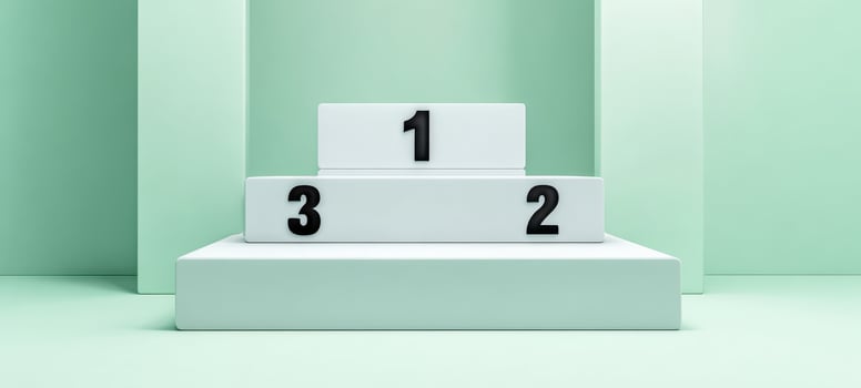 The podium displaying first, second, and third place in minimalistic design. photo