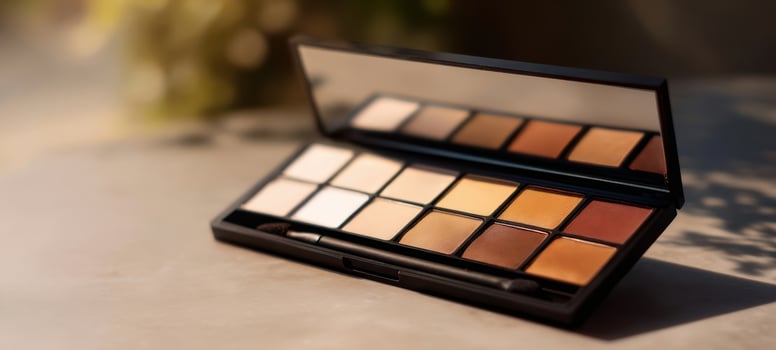 The elegant eyeshadow palette showcasing a range of beautiful neutral tones. photo