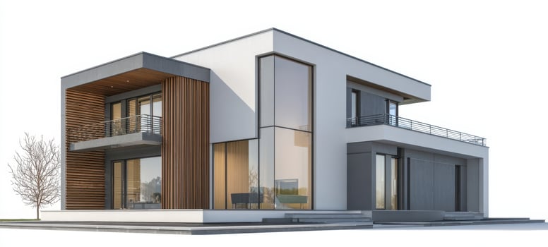 The modern architectural design showcasing a contemporary house with elegant features. photo