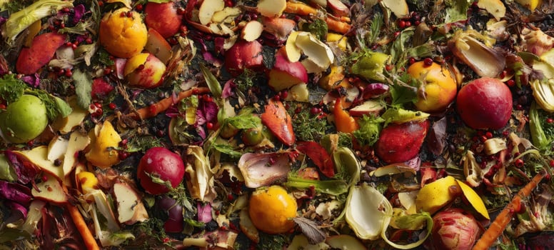 The vibrant array of organic food waste for sustainable composting. photo