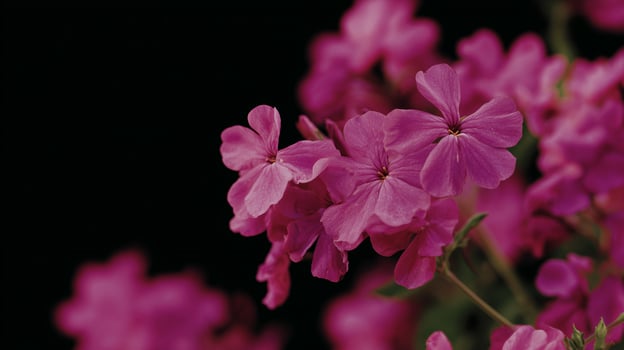 Close-Up of Pink Phlox Flowers on Black Background photo