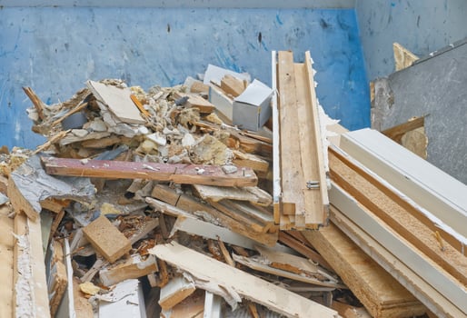 Construction Debris in a Dumpster photo