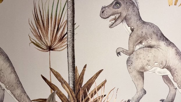An Artistic Illustration Depicting Dinosaurs Existing in Their Natural Habitat Environment photo
