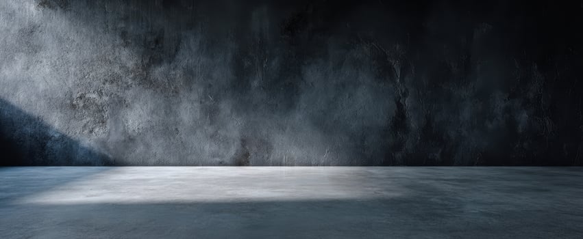 The empty modern room featuring a textured dark wall and concrete floor. photo