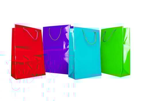 Colourful paper shopping bags on a white photo