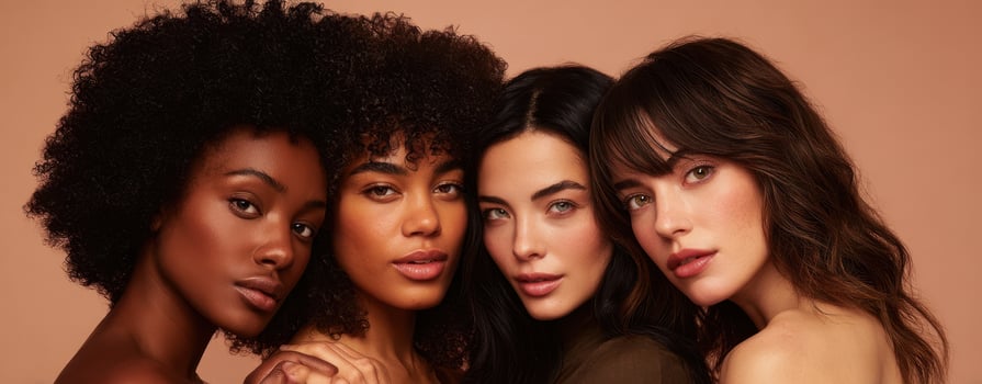 The Diverse Beauty of Four Women Celebrating Friendship and Individuality photo