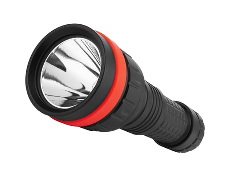 Black Flashlight on a white back photo