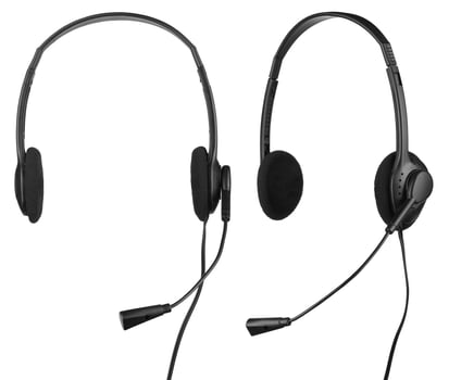 Headphones with a microphone on white photo