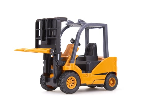 Forklift loader stacker truck, isolate on white photo