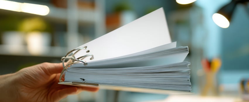 The blank binder showcasing organization and creativity in a modern workspace. photo