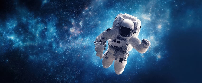 The Astronaut Floating Gracefully Through the Infinite Cosmic Horizon photo