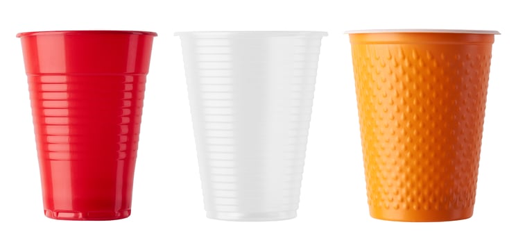 Set of Plastic cup on white photo
