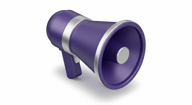 3D Rendered Purple Megaphone Isolated on White. photo