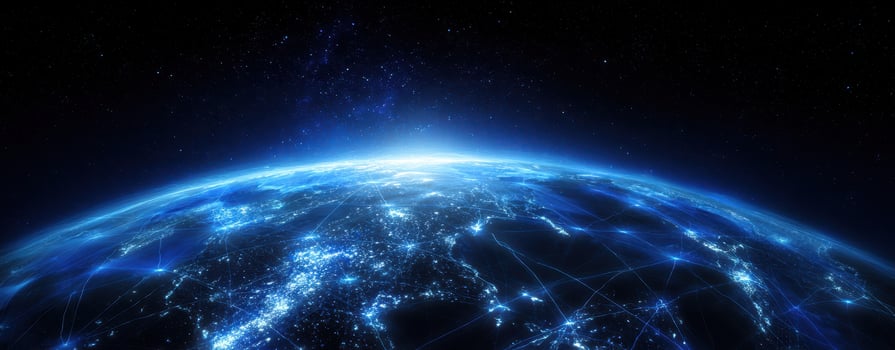 The Earth Illuminated by a Network of Digital Connectivity and Stunning Lights photo
