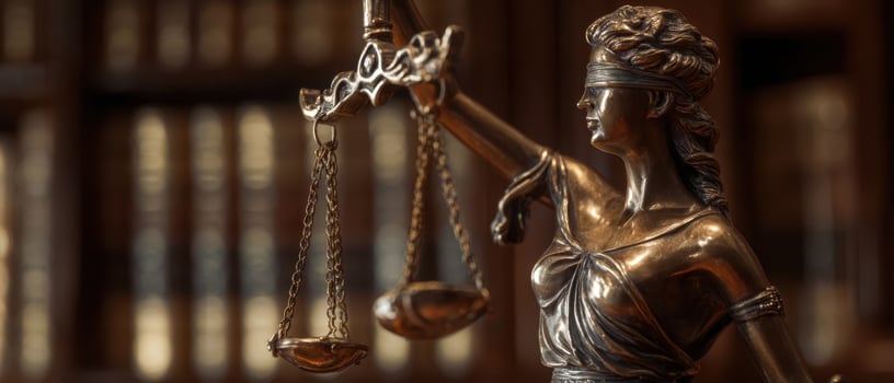 The bronze statue of Lady Justice represents law and fairness in society. photo