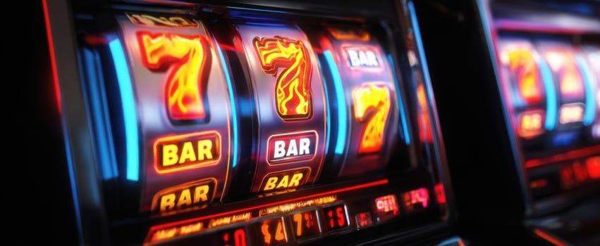 The vibrant slot machine inviting players to try their luck and win big. photo