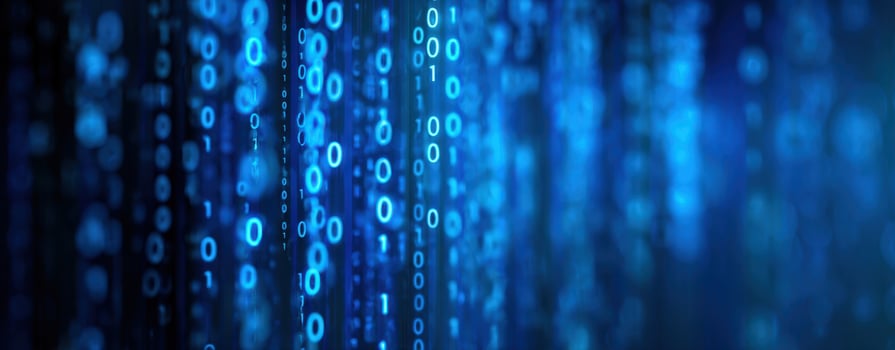The mesmerizing flow of binary code in a digital landscape. photo