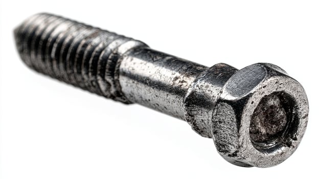 Close-Up of Metal Hex Bolt on White Background photo