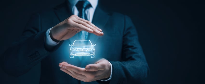 The Businessman Displaying a Holographic Car with Advanced Technology Simulation photo