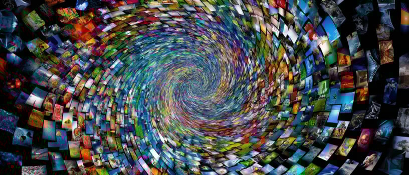 The Spiral of Colorful Images Creating a Captivating Visual Vortex photo