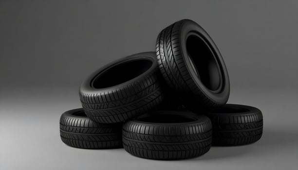 Stack of New Black Tires photo