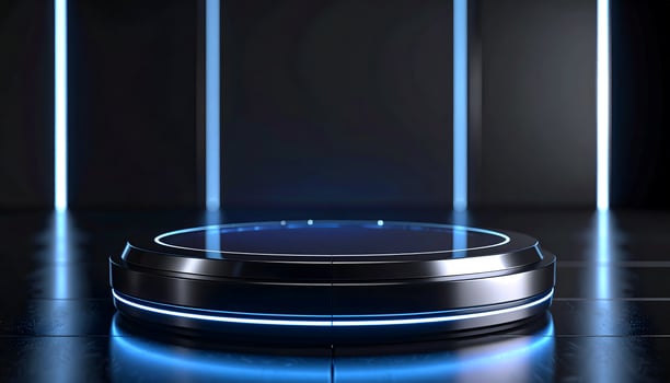 Futuristic Stage with Blue Lights photo