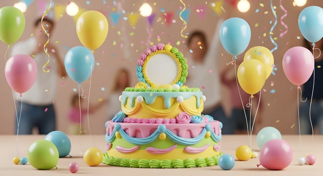Colorful Birthday Cake Celebration photo
