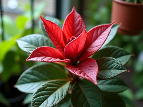 Red-Leaved Plant in Full Bloom photo