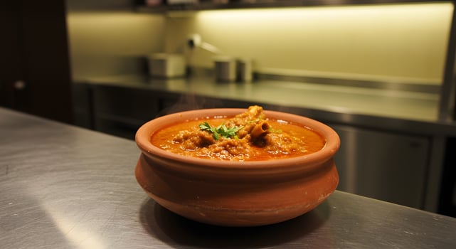 Steaming Mutton Curry in Clay Pot photo