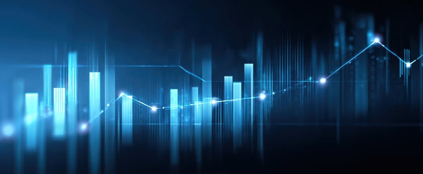 The modern abstract representation of financial data and analytics growth photo