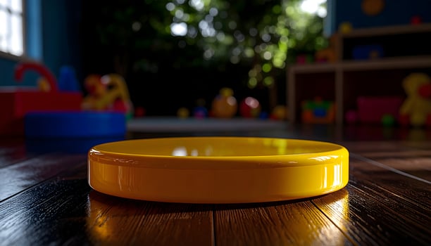 Yellow Toy on Wooden Floor photo