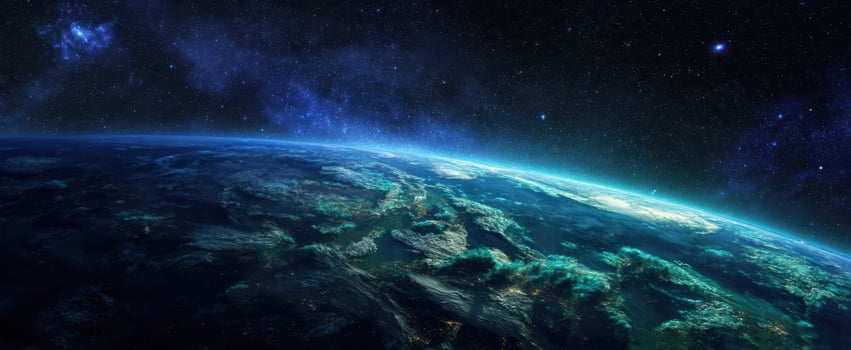 The breathtaking view of Earth from space with a starry backdrop. photo