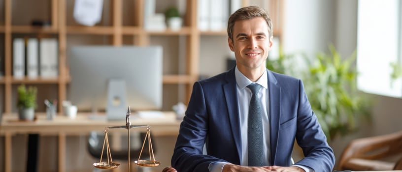 The lawyer in a modern office showcasing confidence and professionalism photo